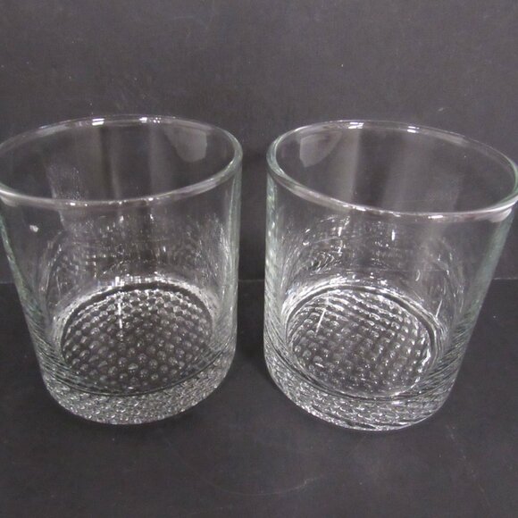 Cocktail Glasses Low Ball Rocks with Golf Ball Textures Base 3 1/2 Inch - Picture 2 of 6